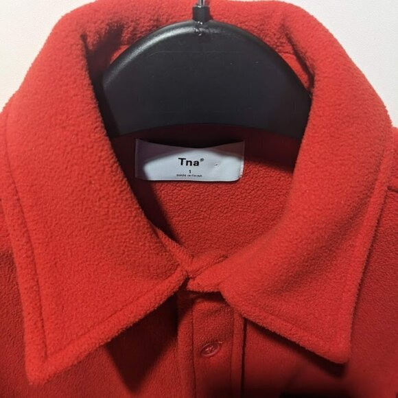 Aritzia Tna | Polar Button-Up Micro Fleece Shirt in Red - Picture 4 of 9